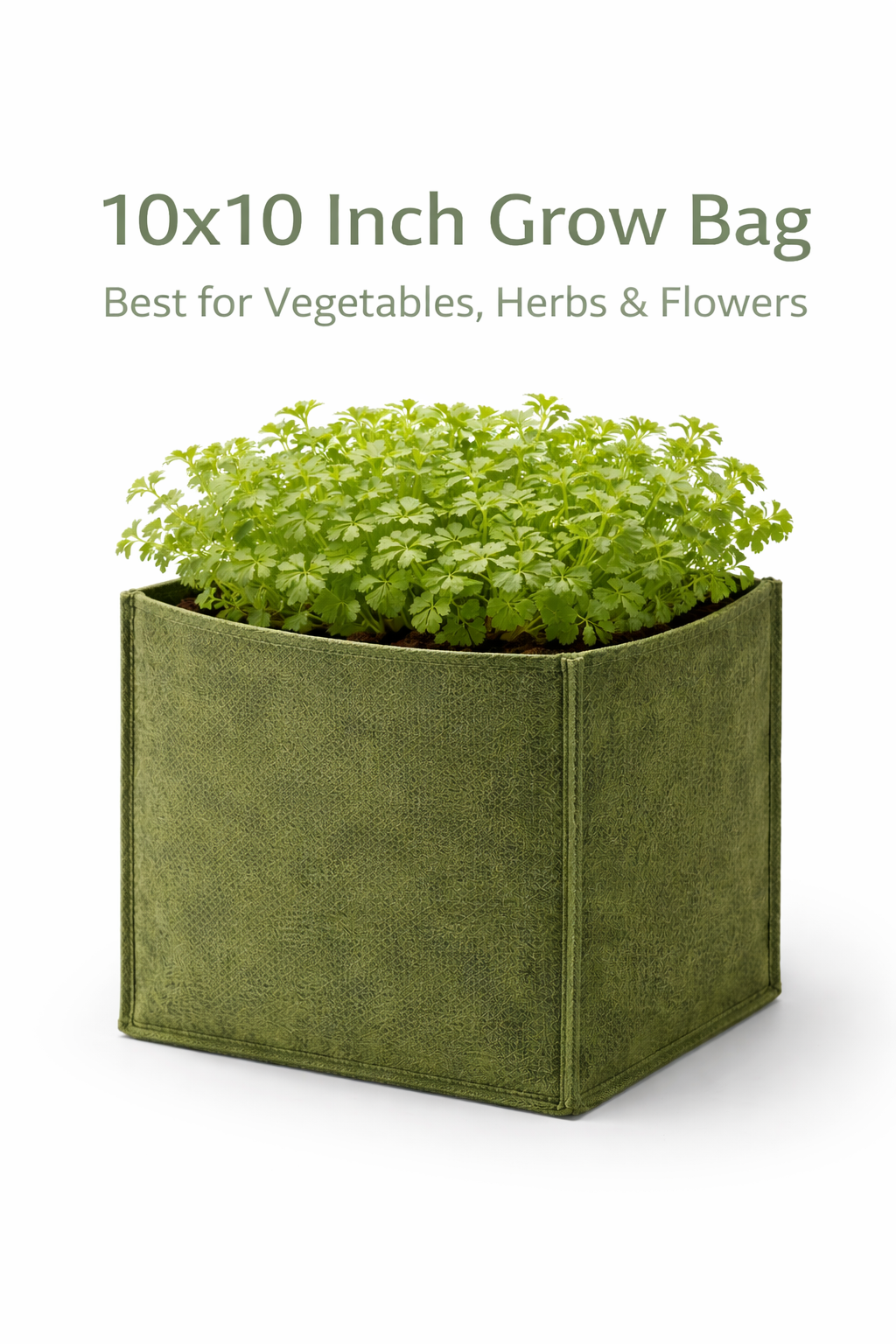 Indigrow Hortitech 12x12 Inch Square Non-Woven Geo Fabric Grow Bag | 400SM Heavy Duty | UV Stabilised | Air Pruning Breathable Fabric Pot