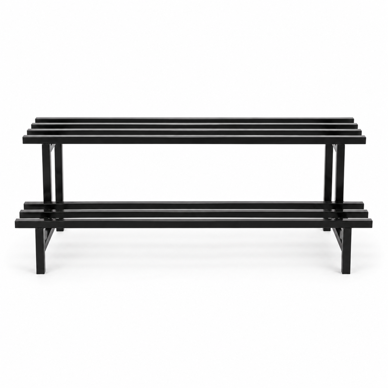 Indigrow 2 Tier Plant Stand Metal | Heavy Duty Square Tube Pot Stand | Multi Level Plant Holder for Indoor Outdoor Balcony | Modern Plant Display Rack (Black)