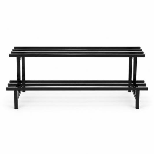 Indigrow 2 Tier Plant Stand Metal | Heavy Duty Square Tube Pot Stand | Multi Level Plant Holder for Indoor Outdoor Balcony | Modern Plant Display Rack (Black)