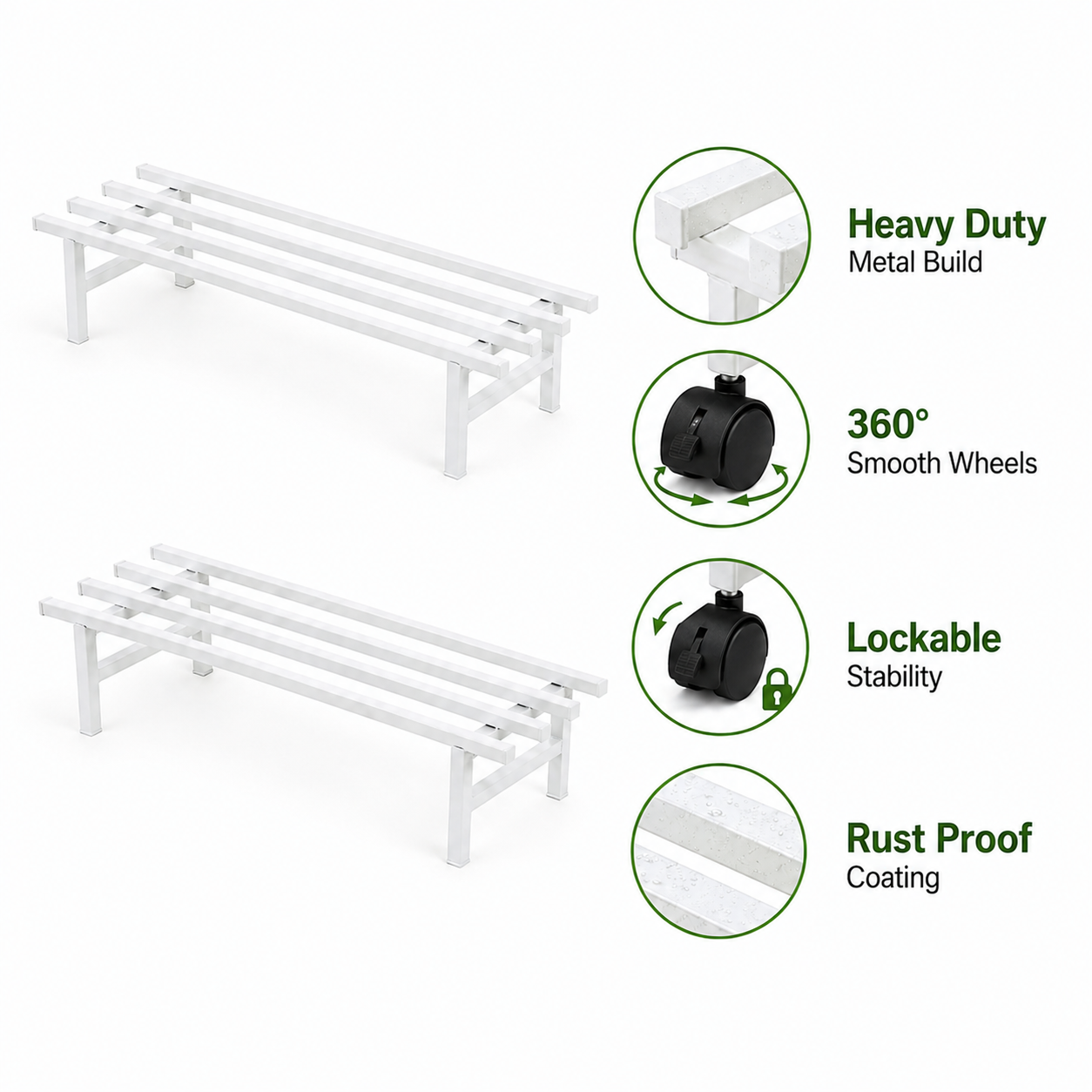 Indigrow Metal Plant Stand Rectangular | Heavy Duty Square Tube Pot Riser | Modern Indoor Outdoor Plant Holder | Rust Proof Balcony Plant Stand (Set 0f 2)