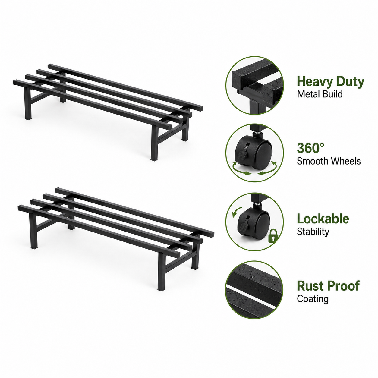 Indigrow Metal Plant Stand Rectangular | Heavy Duty Square Tube Pot Riser | Modern Indoor Outdoor Plant Holder | Rust Proof Balcony Plant Stand (Set 0f 2)