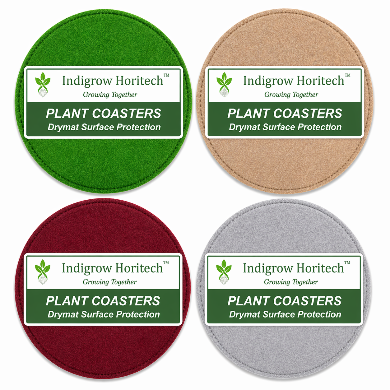 Indigrow Plant Coasters for Pots | Absorbent Fabric Mats with Waterproof Backing | Fast Drying | Protects Floors & Surfaces | Indoor & Outdoor Use | 6 Inches | Pack of 12