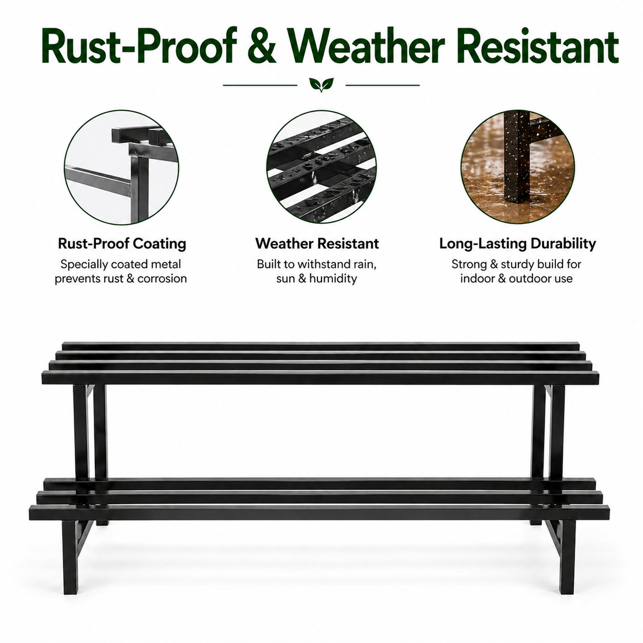 Indigrow 2 Tier Plant Stand Metal | Heavy Duty Square Tube Pot Stand | Multi Level Plant Holder for Indoor Outdoor Balcony | Modern Plant Display Rack (Black)