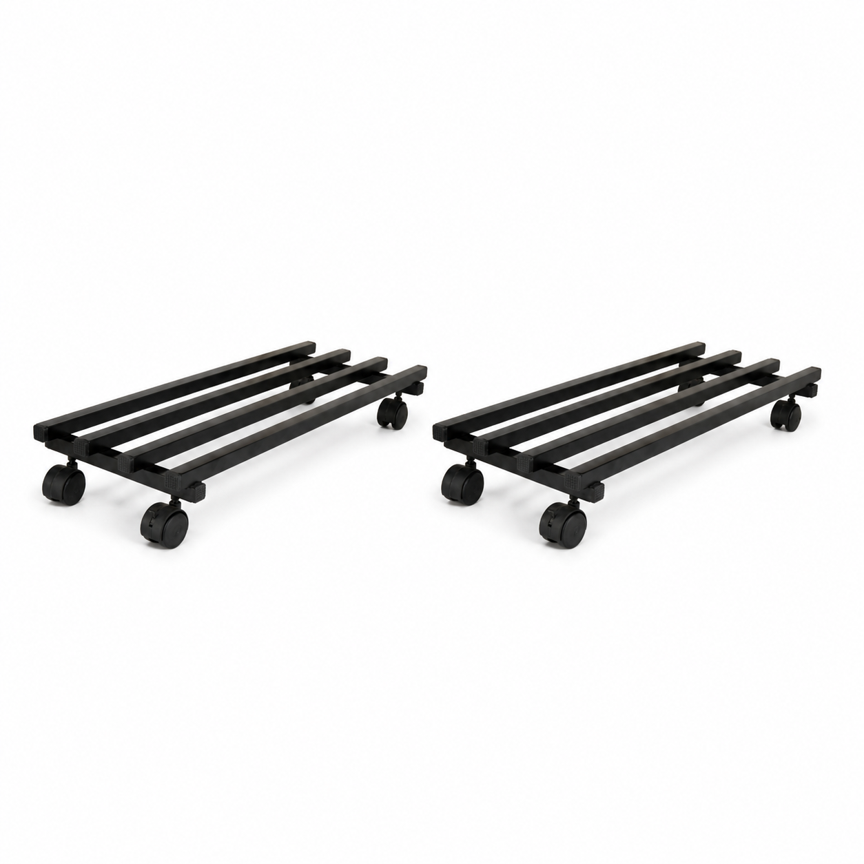 Indigrow Heavy Duty Plant Stand with Wheels | Wheel Pot Trolley for Balcony, Indoor & Outdoor | Rust-Proof Metal Stand (Black) Rectangular Caddy