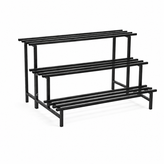 Indigrow 3 Tier Plant Stand Metal | Heavy Duty Square Tube Plant Rack | Multi Level Plant Holder for Indoor Outdoor Balcony | Modern Plant Display Organizer (Black)