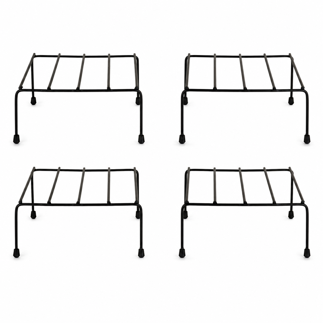 Indigrow Plant Stand Set of 4 | Slim Metal Pot Riser | Low Height Plant Holder for Indoor Outdoor Balcony | Heavy Duty Rust Proof Gamla Stand (Black)