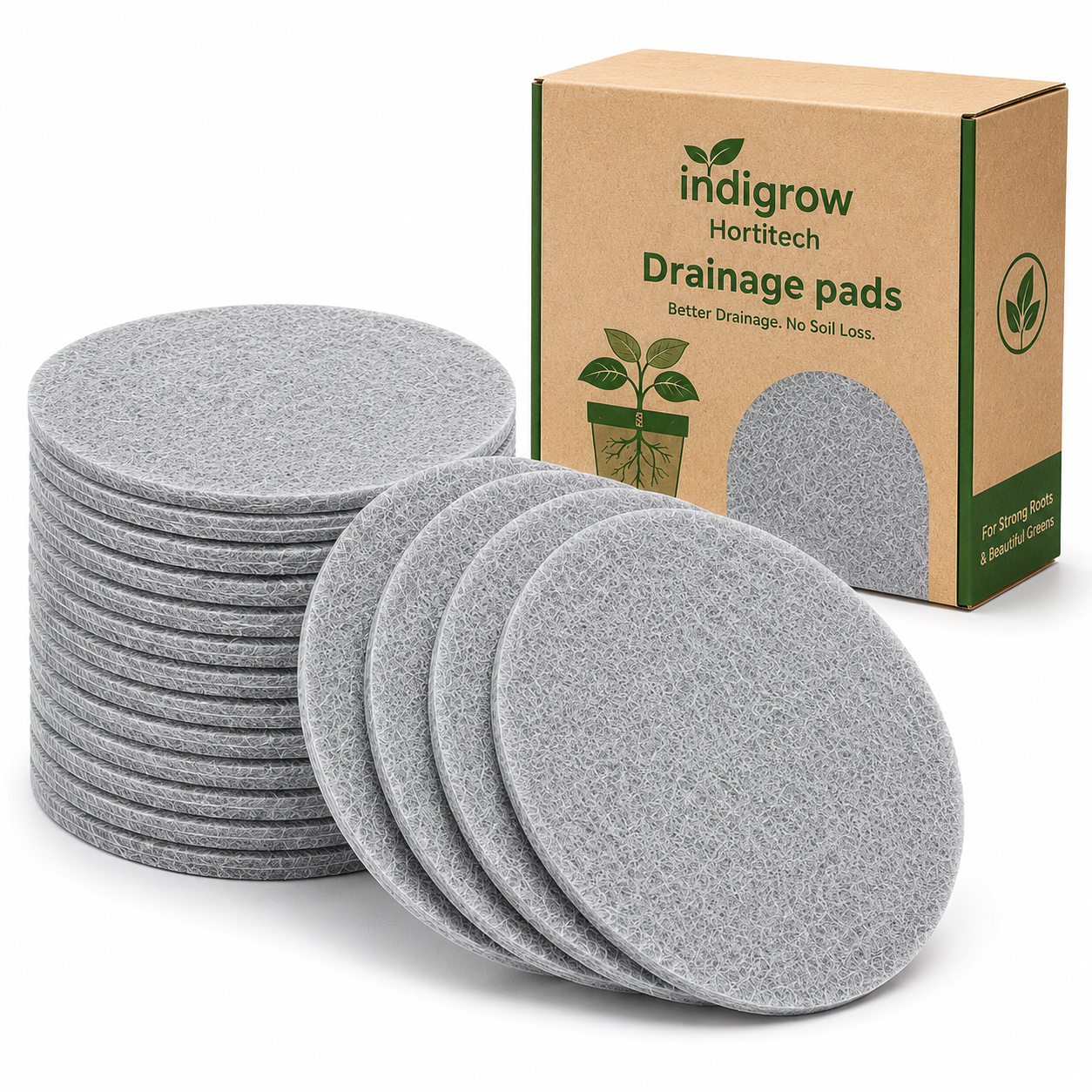 Drain Smart Felt Pot Drain Hole Pads Pack of 25 | 2.45 Inch Round Shape, Prevents Soil Loss, Reusable Covers, For Bonsai & Succulents, Indoor & Outdoor Use