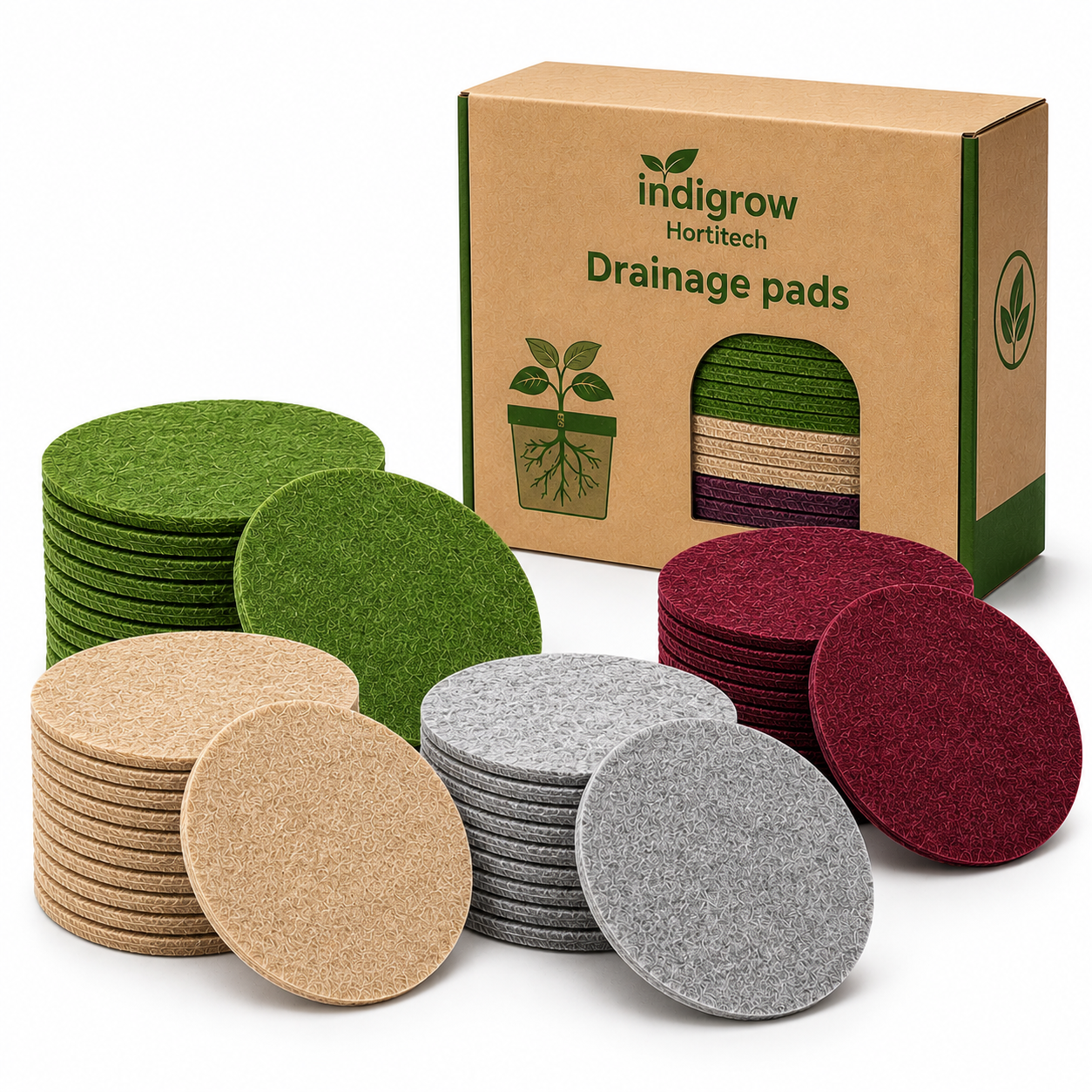 Drain Smart Felt Pot Drain Hole Pads Pack of 25 | 2.45 Inch Round Shape, Prevents Soil Loss, Reusable Covers, For Bonsai & Succulents, Indoor & Outdoor Use