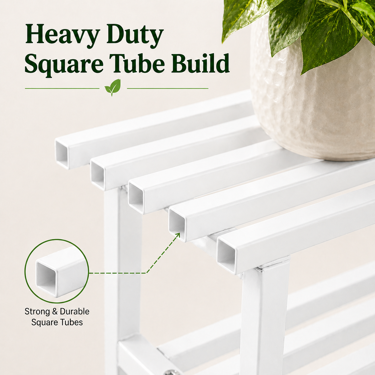 Indigrow 3 Tier Plant Stand Metal | Heavy Duty Square Tube Plant Rack | Multi Level Plant Holder for Indoor Outdoor Balcony | Modern Plant Display Organizer (Black)
