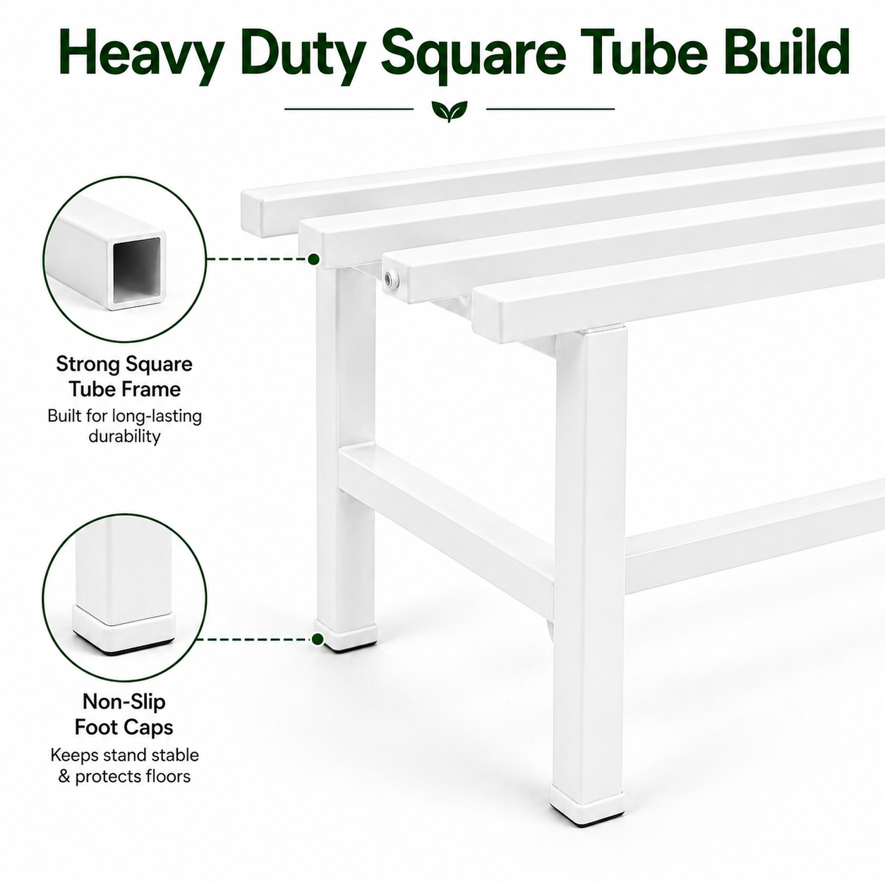 Indigrow 2 Tier Plant Stand Metal | Heavy Duty Square Tube Pot Stand | Multi Level Plant Holder for Indoor Outdoor Balcony | Modern Plant Display Rack (Black)
