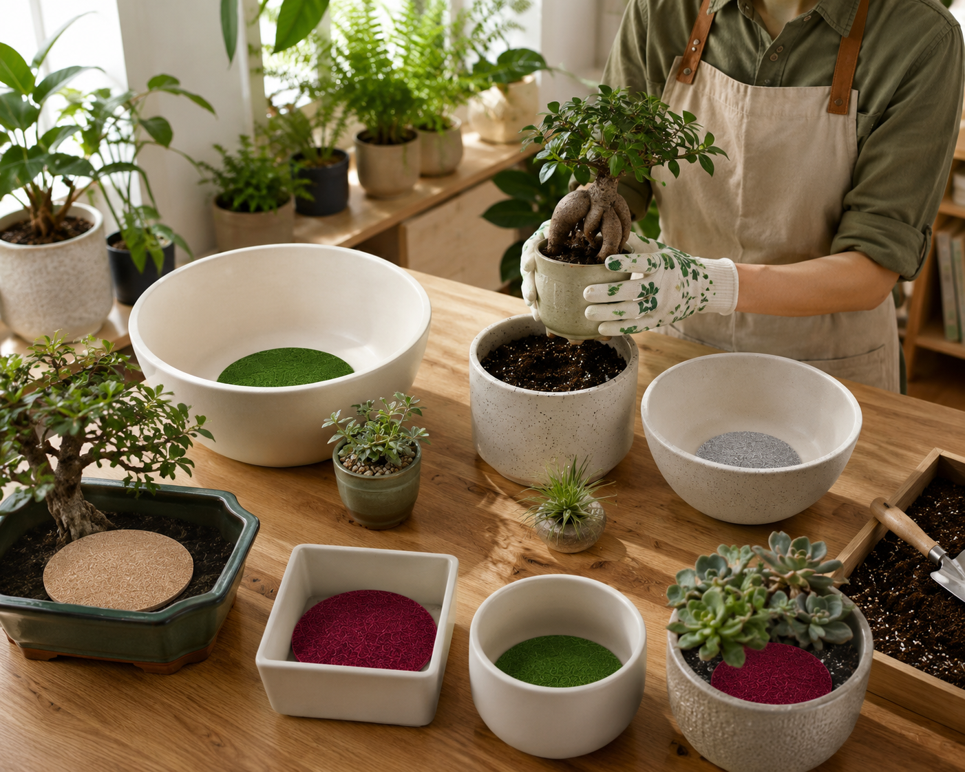Drain Smart Felt Pot Drain Hole Pads Pack of 25 | 2.45 Inch Round Shape, Prevents Soil Loss, Reusable Covers, For Bonsai & Succulents, Indoor & Outdoor Use