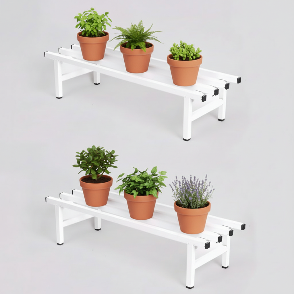 Indigrow Square Tube Rectangular Single Step Plant Stand (Set of 2)