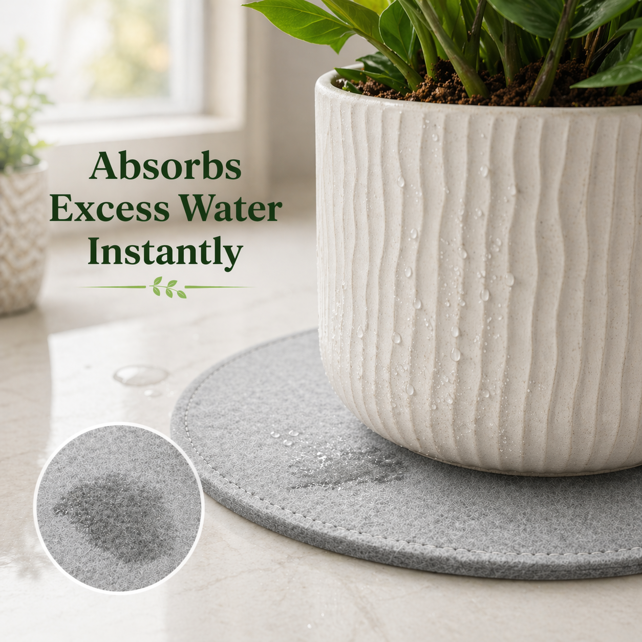 Indigrow Plant Coasters for Pots | Absorbent Fabric Mats with Waterproof Backing | Fast Drying | Protects Floors & Surfaces | Indoor & Outdoor Use | 6 Inches | Pack of 12