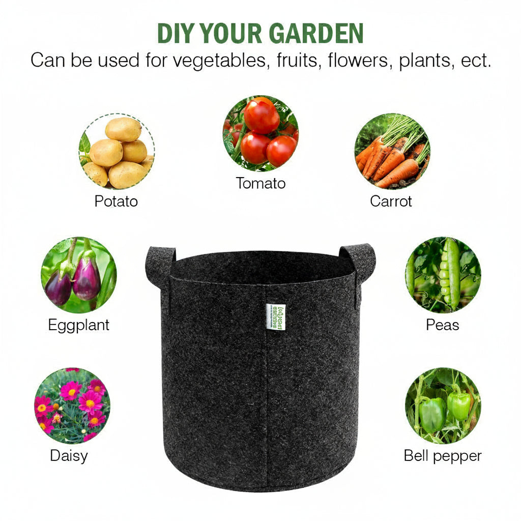 Superior 12x12 Inch Geo Fabric Grow Bag: 400 GSM, Handles, UV Protected