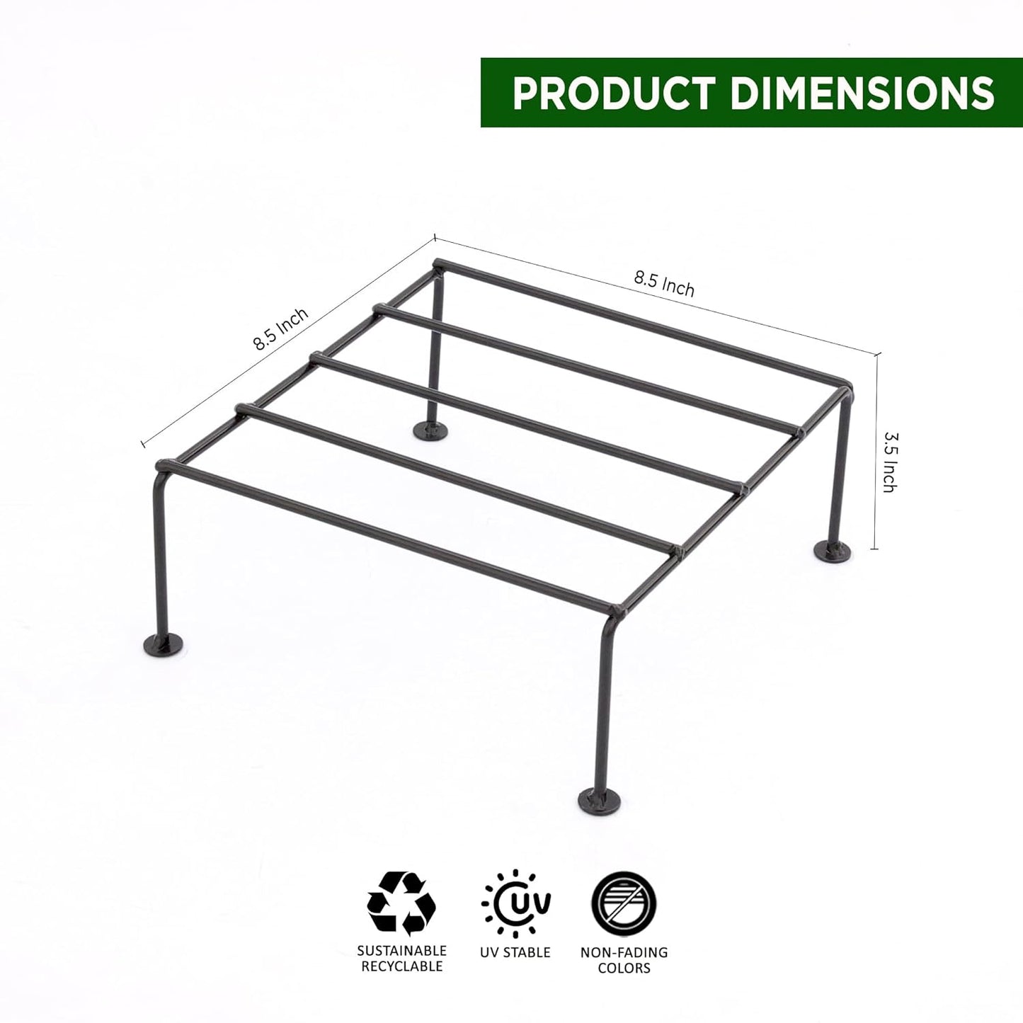 Indigrow Hortitech Slim Plant Stand (Black, Set of 4) – Decorative Metal Pot Holder for Indoor & Outdoor Use | Balcony, Garden, Terrace, Living Room & Home Decor