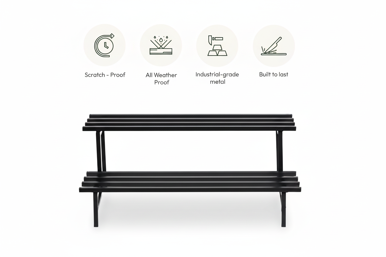 Indigrow Heavy Duty  2-Tier Square Tube Plant Stand  | Heavy Duty Iron Pot Stand for Balcony, Home Decor, Indoor and Outdoor Use