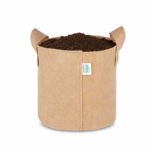 Indigrow Superior Geo Fabric Grow Bag 9x9 Inch | 400 GSM Heavy Duty | UV Protected | Air Pruning Breathable Fabric Pot with Handles | For Chilli, Spinach, Herbs & Kitchen Garden Plants