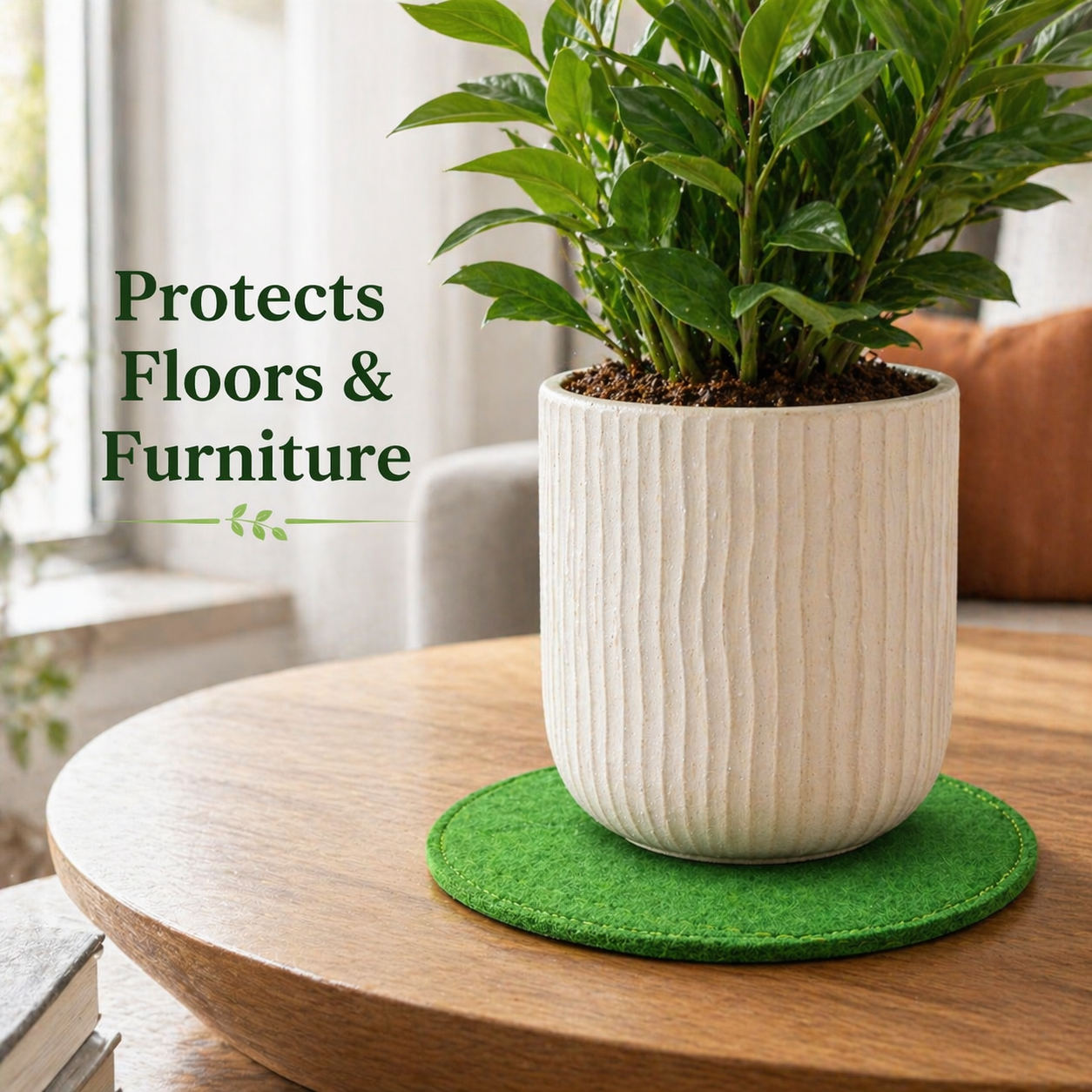 Indigrow Plant Coasters for Pots | Absorbent Fabric Mats with Waterproof Backing | Fast Drying | Protects Floors & Surfaces | Indoor & Outdoor Use | 6 Inches | Pack of 12