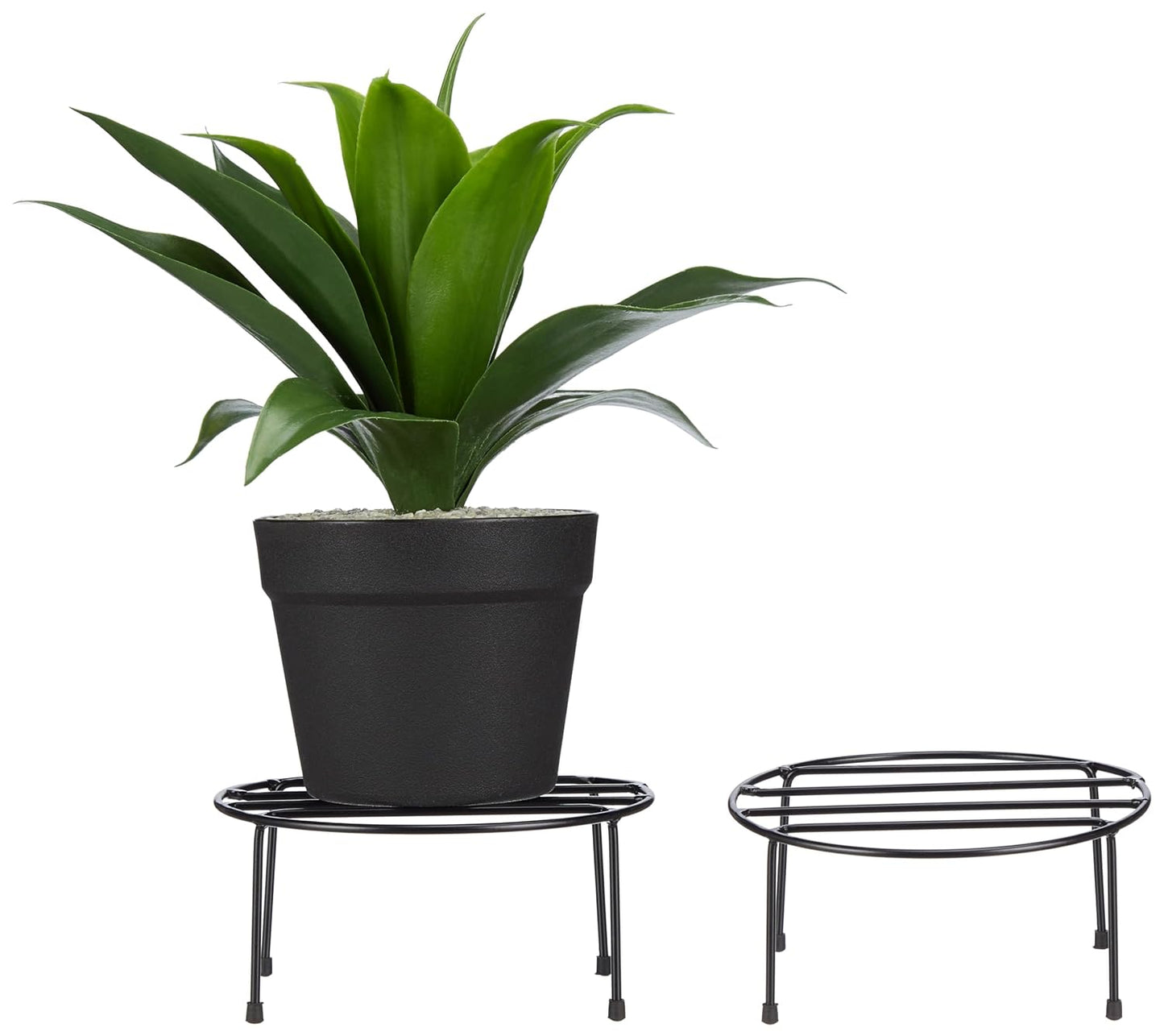 Indigrow Hortitech Metal Plant Stand, Black, Round, Powder Coated, Heavy Duty, Set of 4, for Indoor and Balcony Use