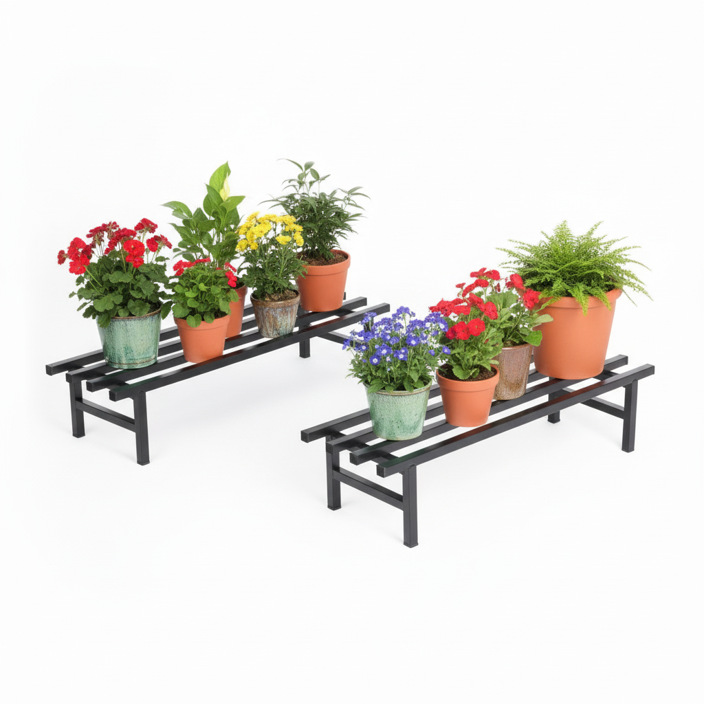 Indigrow Square Tube Rectangular Single Step Plant Stand (Set of 2)