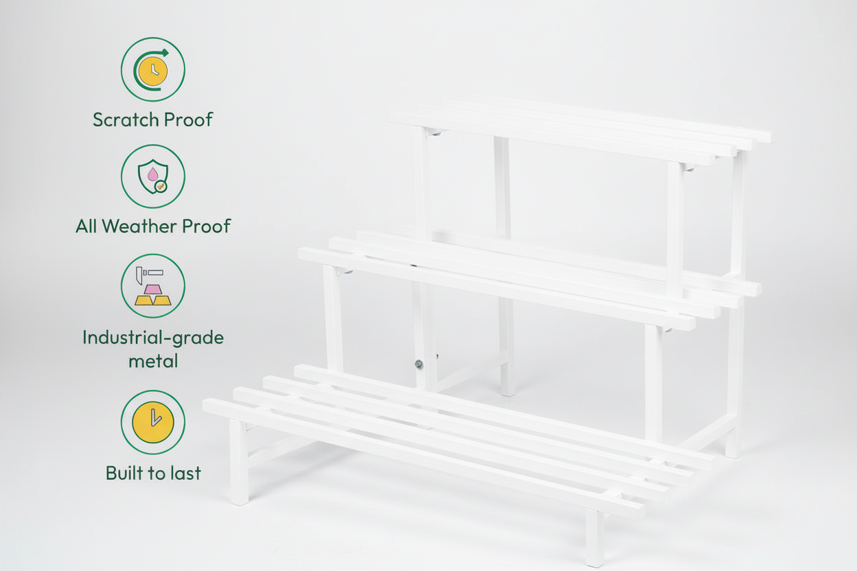 Indigrow Heavy Duty  3-Tier Square Tube Plant Stand  | Heavy Duty Iron Pot Stand for Balcony, Home Decor, Indoor and Outdoor Use