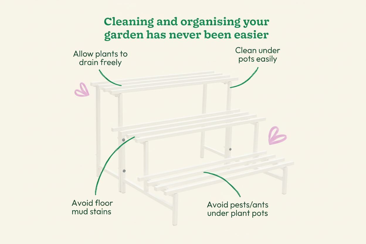 Indigrow Heavy Duty  3-Tier Square Tube Plant Stand  | Heavy Duty Iron Pot Stand for Balcony, Home Decor, Indoor and Outdoor Use