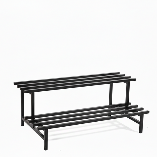 Indigrow Hortitech | 2-Tier Square Tube Plant Stand | Heavy Duty Iron Pot Stand for Balcony, Home Decor, Indoor and Outdoor Use (Black)