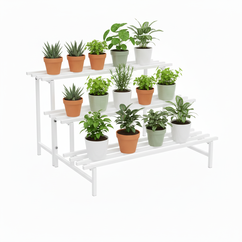 Indigrow Heavy Duty  3-Tier Square Tube Plant Stand  | Heavy Duty Iron Pot Stand for Balcony, Home Decor, Indoor and Outdoor Use