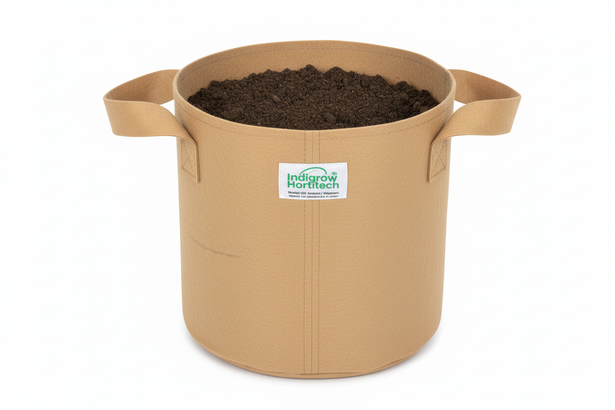 Indigrow Superior Geo Fabric Grow Bag 12x12 Inch | 400 GSM Heavy Duty | UV Protected | Air Pruning Breathable Fabric Pot with Handles | For Tomatoes, Brinjal, Chillies & Kitchen Garden