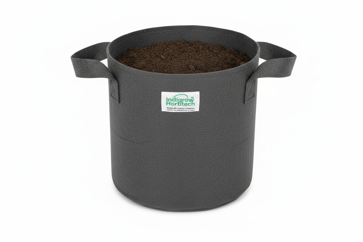 Indigrow Superior Geo Fabric Grow Bag 12x12 Inch | 400 GSM Heavy Duty | UV Protected | Air Pruning Breathable Fabric Pot with Handles | For Tomatoes, Brinjal, Chillies & Kitchen Garden