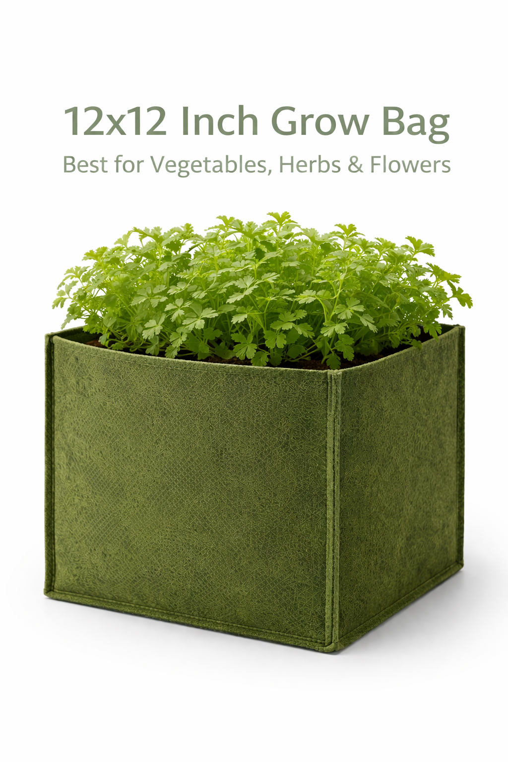 Indigrow Hortitech 12x12 Inch Square Non-Woven Geo Fabric Grow Bag | 400SM Heavy Duty | UV Stabilised | Air Pruning Breathable Fabric Pot