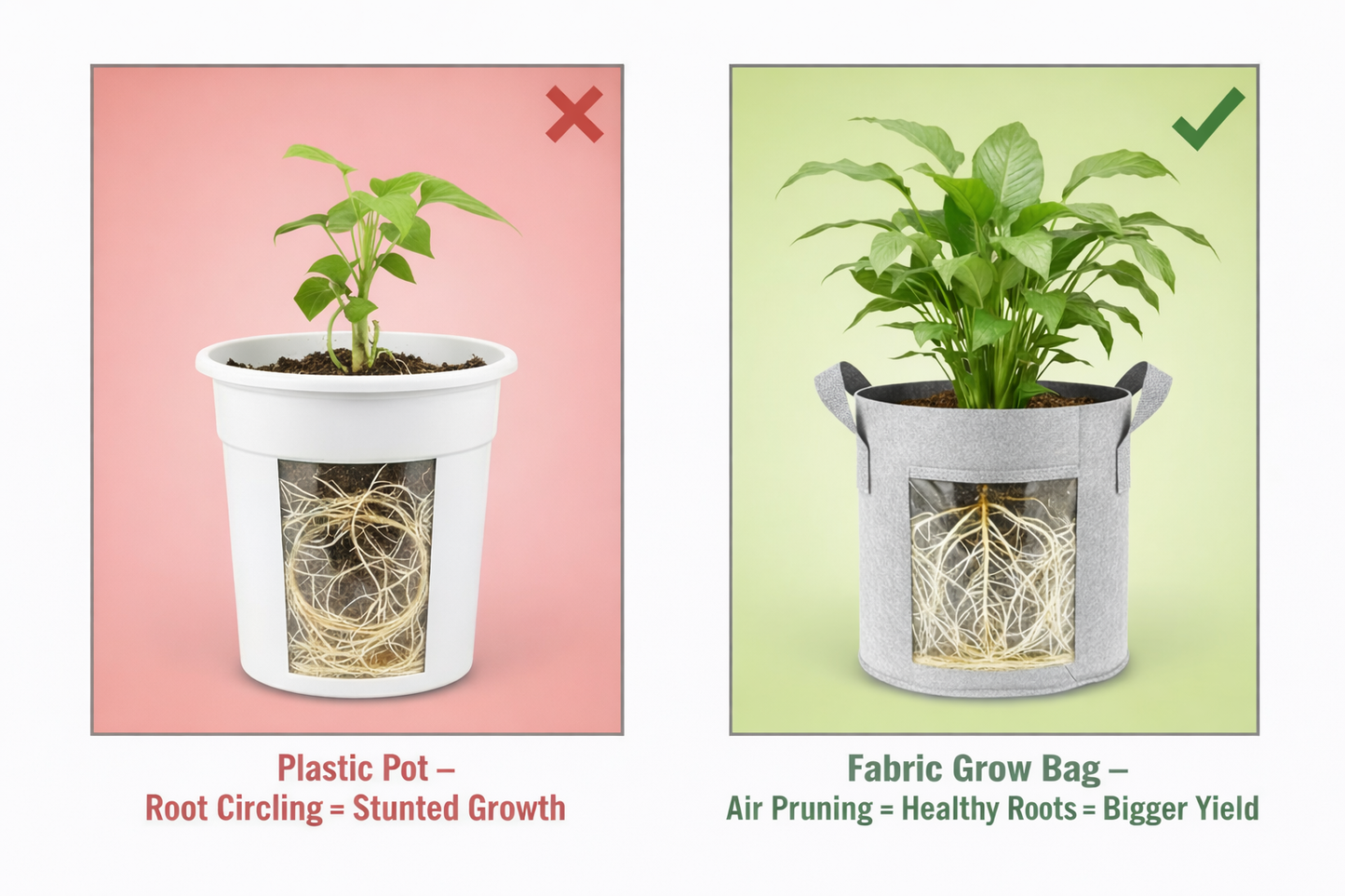 Indigrow Superior Geo Fabric Grow Bag 15x15 Inch | 400 GSM Heavy Duty | UV Protected | Large Breathable Fabric Pot with Handles | For Brinjal, Capsicum, Bottle Gourd, Climbing Vegetables & Fruit Plants