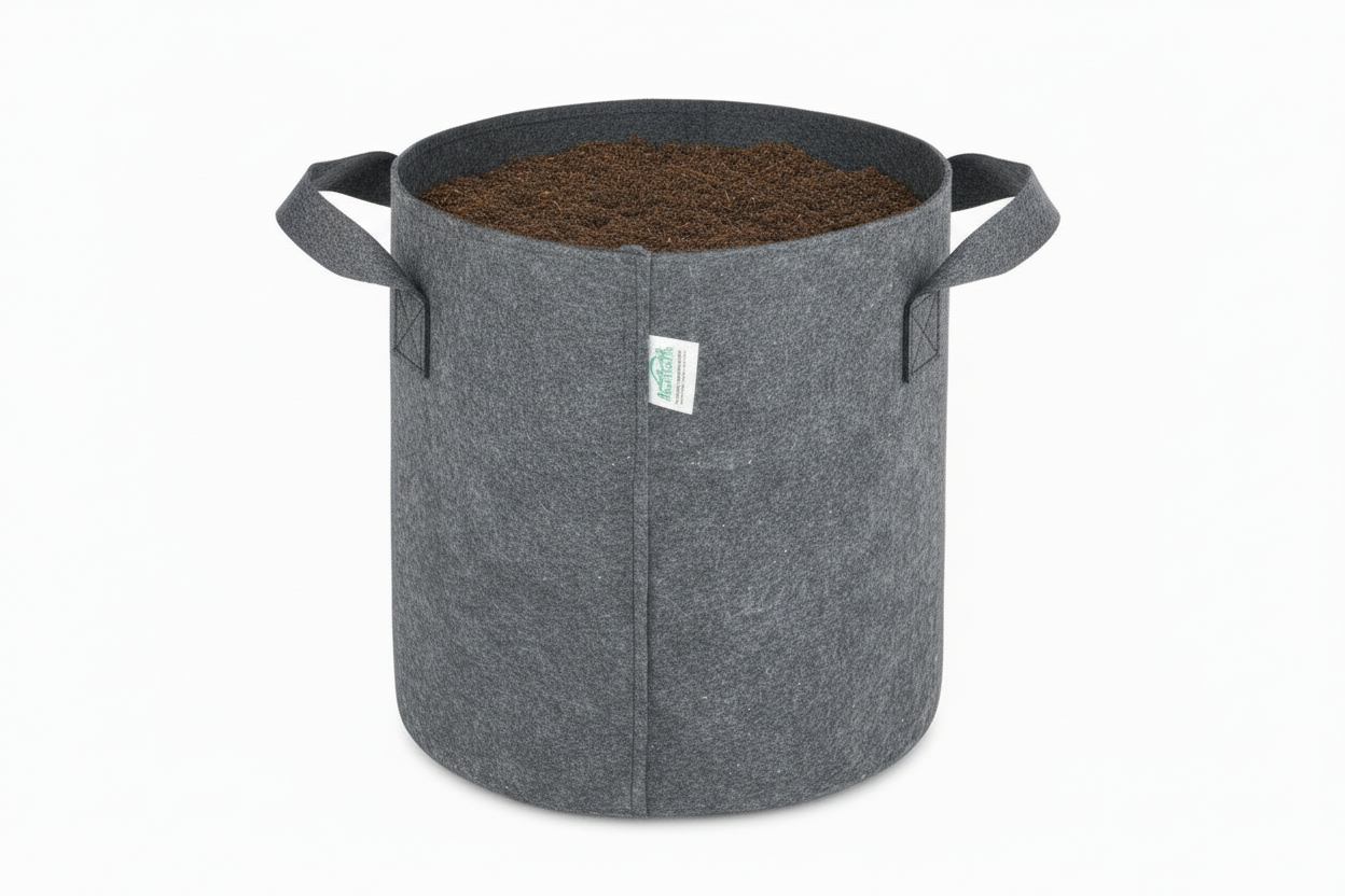 Indigrow Superior Geo Fabric Grow Bag 8x8 Inch | 400 GSM Heavy Duty | UV Protected | Air Pruning Breathable Fabric Pot with Handles | For Chilli, Spinach, Coriander & Kitchen Garden Plants(2.2 Gallons)
