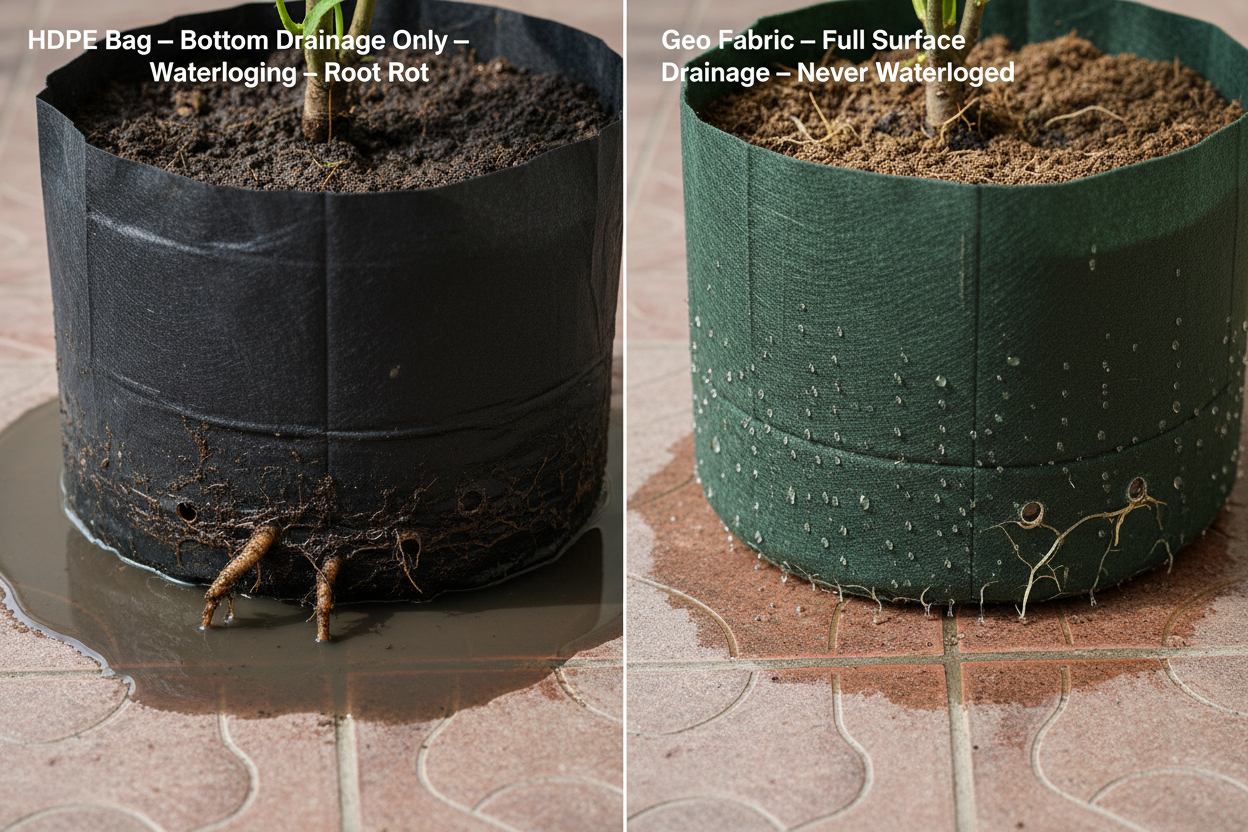 Indigrow Superior Geo Fabric Grow Bag 15x15 Inch | 400 GSM Heavy Duty | UV Protected | Large Fabric Pot with Handles | For Fruit Trees, Banana, Papaya & Kitchen Garden (Green)