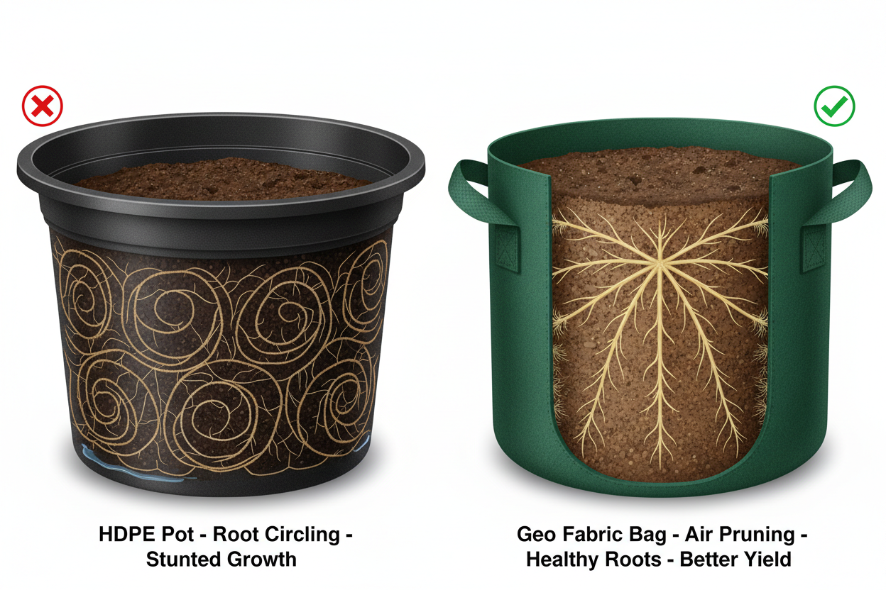 Indigrow Superior Geo Fabric Grow Bag 15x15 Inch | 400 GSM Heavy Duty | UV Protected | Large Fabric Pot with Handles | For Fruit Trees, Banana, Papaya & Kitchen Garden