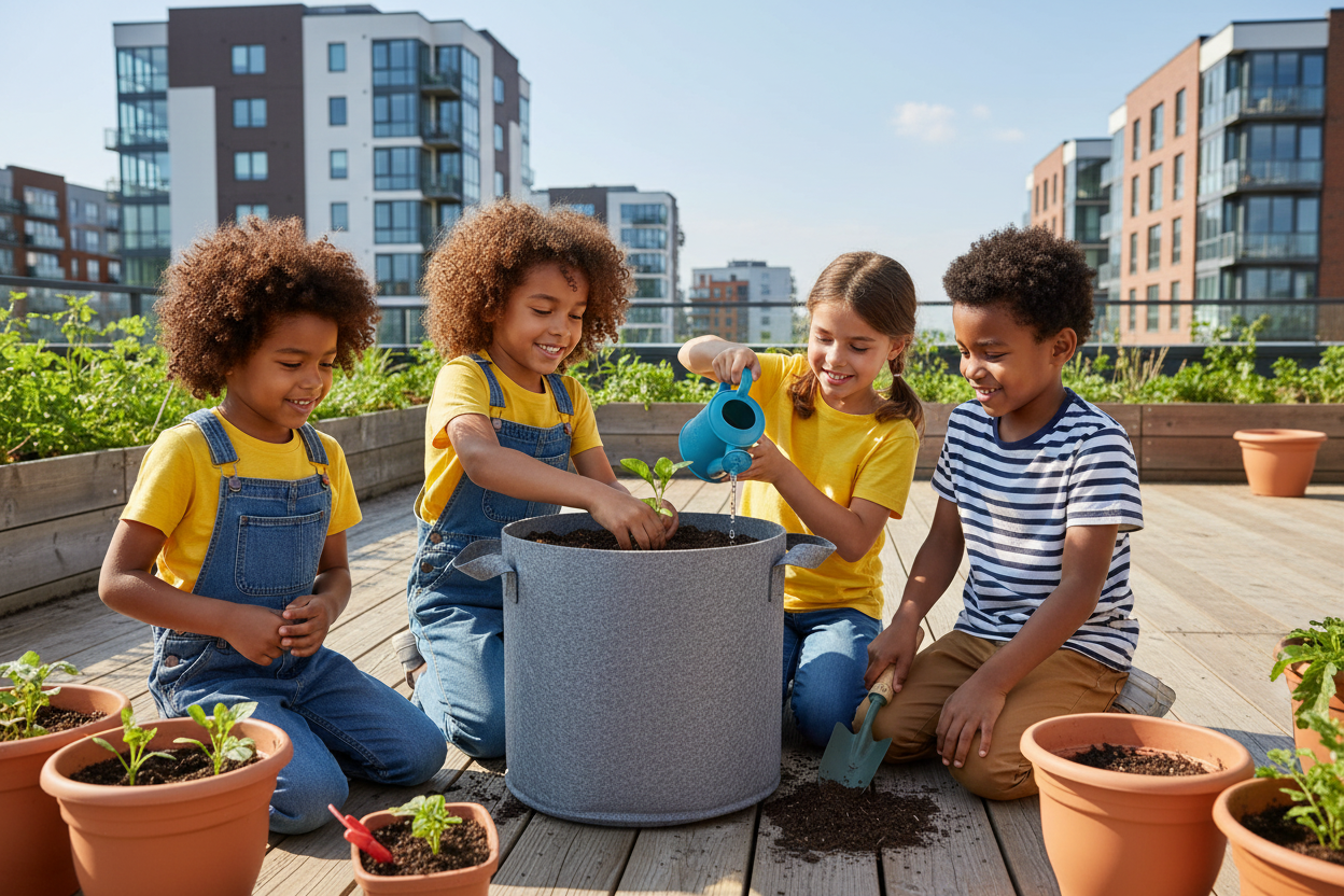 Indigrow Superior Geo Fabric Grow Bag 15x15 Inch | 400 GSM Heavy Duty | UV Protected | Large Fabric Pot with Handles | For Fruit Trees, Banana, Papaya & Kitchen Garden