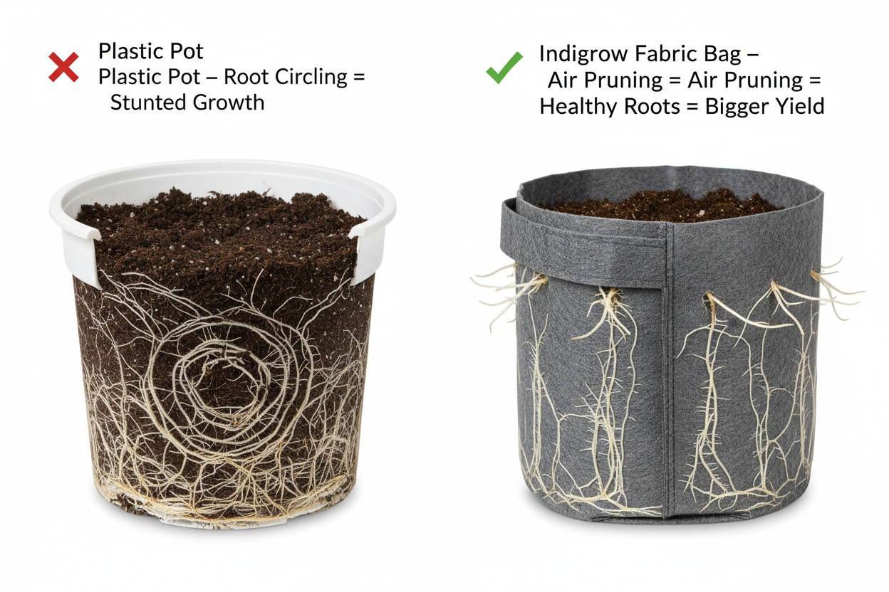 Indigrow Superior Geo Fabric Grow Bag 15x15 Inch | 400 GSM Heavy Duty | UV Protected | Large Fabric Pot with Handles | For Fruit Trees, Banana, Papaya & Kitchen Garden