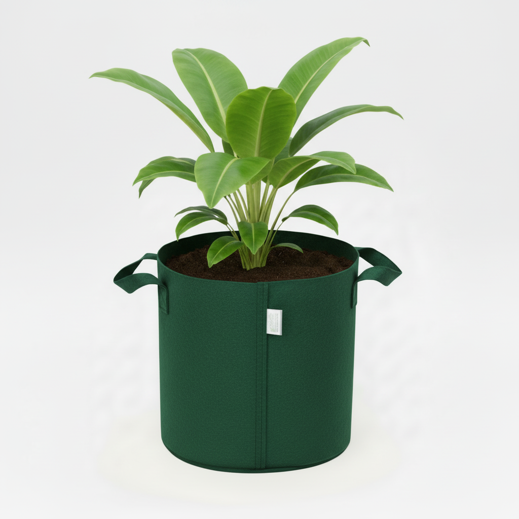 Indigrow Superior Geo Fabric Grow Bag 15x15 Inch | 400 GSM Heavy Duty | UV Protected | Large Fabric Pot with Handles | For Fruit Trees, Banana, Papaya & Kitchen Garden (Green)