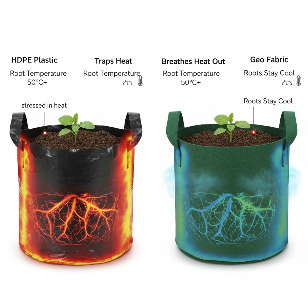 Indigrow Superior Geo Fabric Grow Bag 15x15 Inch | 400 GSM Heavy Duty | UV Protected | Large Fabric Pot with Handles | For Fruit Trees, Banana, Papaya & Kitchen Garden (Green)