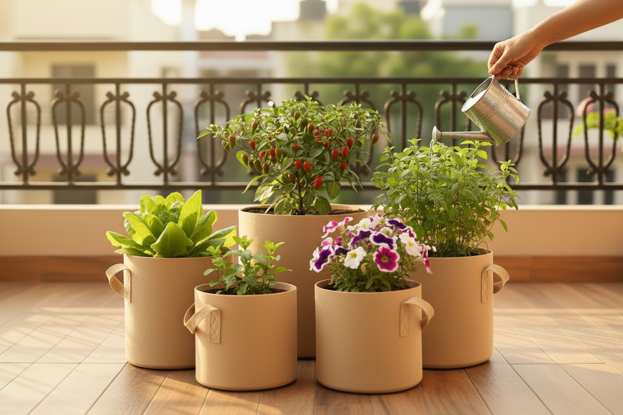 Indigrow Superior Geo Fabric Grow Bag 24X24 Inch | 400 GSM Heavy Duty | UV Protected | Large Fabric Pot without Handles | For Fruit Trees, Banana, Papaya & Kitchen Garden