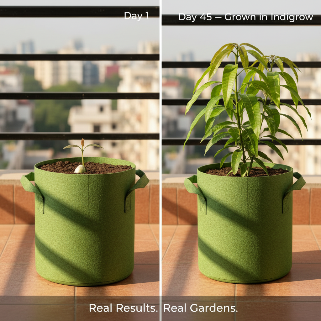 Indigrow Superior Geo Fabric Grow Bag 24X24 Inch | 400 GSM Heavy Duty | UV Protected | Large Fabric Pot without Handles | For Fruit Trees, Banana, Papaya & Kitchen Garden