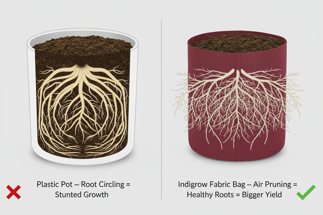 Indigrow Superior Geo Fabric Grow Bag 24X24 Inch | 400 GSM Heavy Duty | UV Protected | Large Fabric Pot without Handles | For Fruit Trees, Banana, Papaya & Kitchen Garden