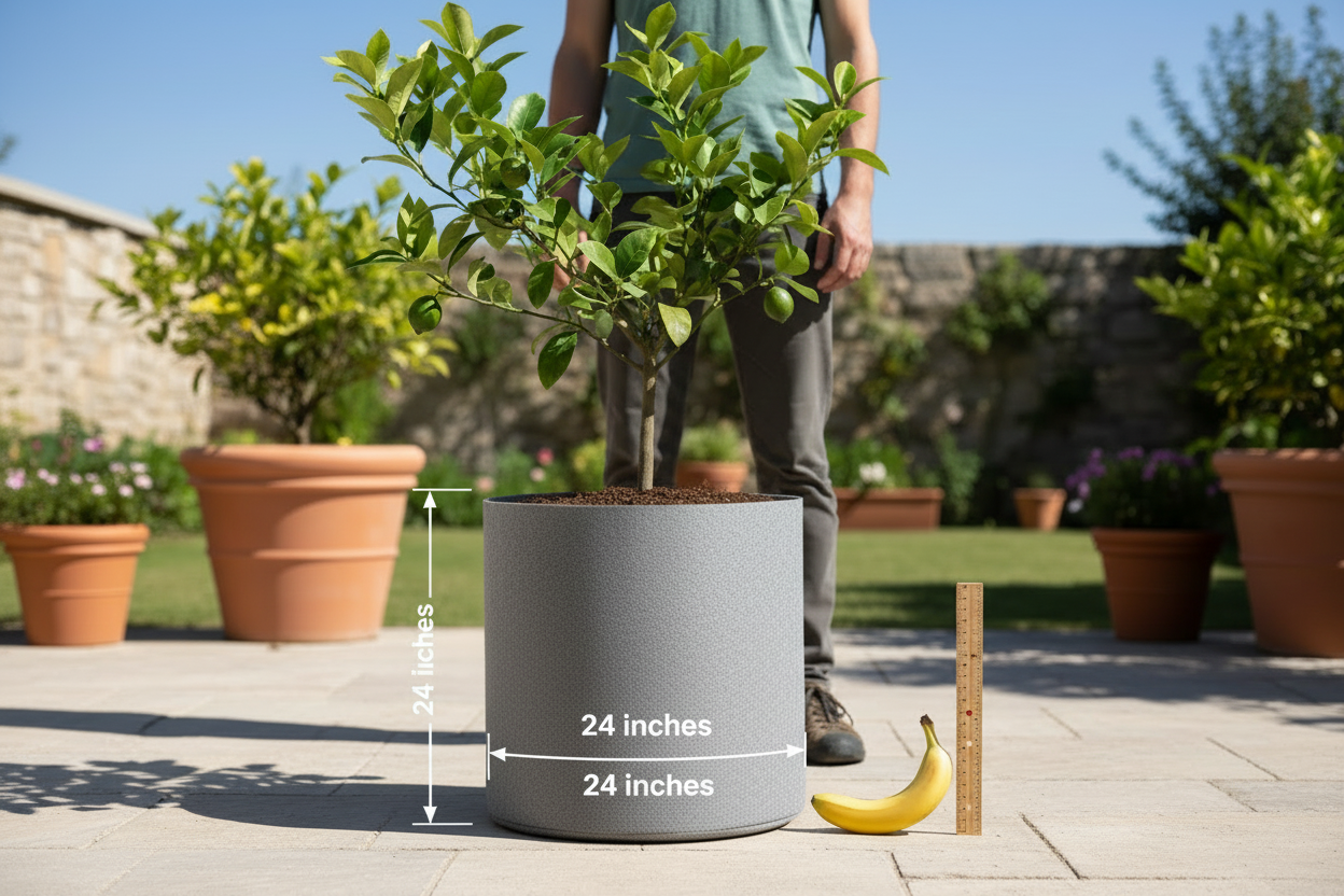 Indigrow Superior Geo Fabric Grow Bag 24X24 Inch | 400 GSM Heavy Duty | UV Protected | Large Fabric Pot without Handles | For Fruit Trees, Banana, Papaya & Kitchen Garden