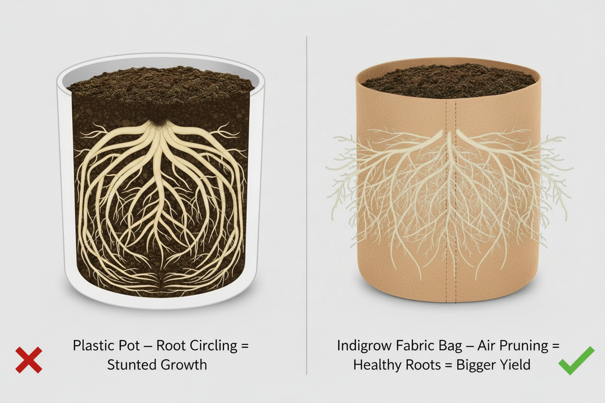 Indigrow Superior Geo Fabric Grow Bag 24X24 Inch | 400 GSM Heavy Duty | UV Protected | Large Fabric Pot without Handles | For Fruit Trees, Banana, Papaya & Kitchen Garden