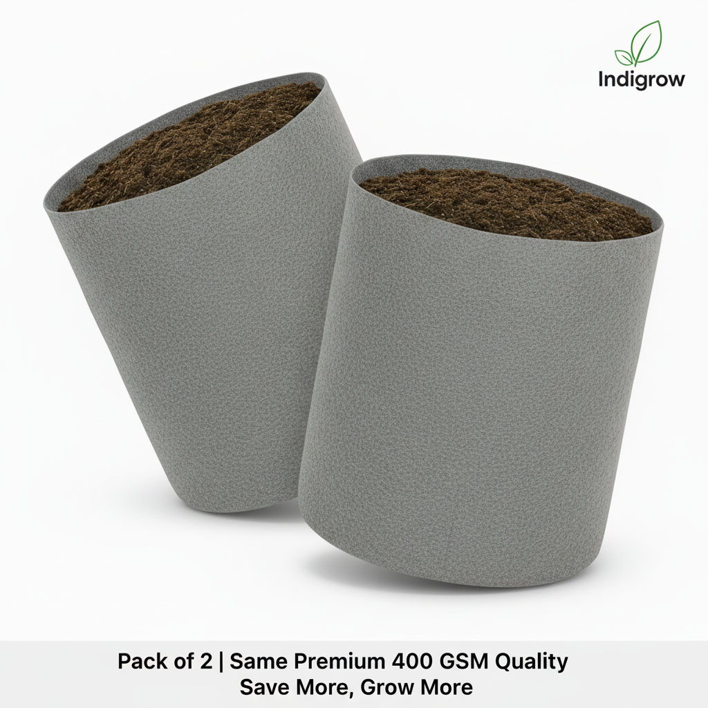 Indigrow Superior Geo Fabric Grow Bag 24X24 Inch | 400 GSM Heavy Duty | UV Protected | Large Fabric Pot without Handles | For Fruit Trees, Banana, Papaya & Kitchen Garden