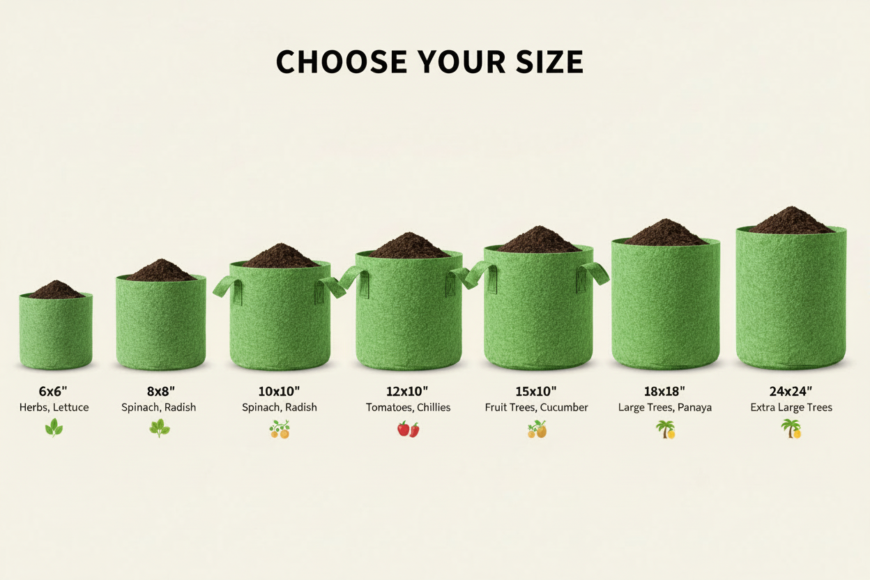 Indigrow Superior Geo Fabric Grow Bag 24X24 Inch | 400 GSM Heavy Duty | UV Protected | Large Fabric Pot without Handles | For Fruit Trees, Banana, Papaya & Kitchen Garden