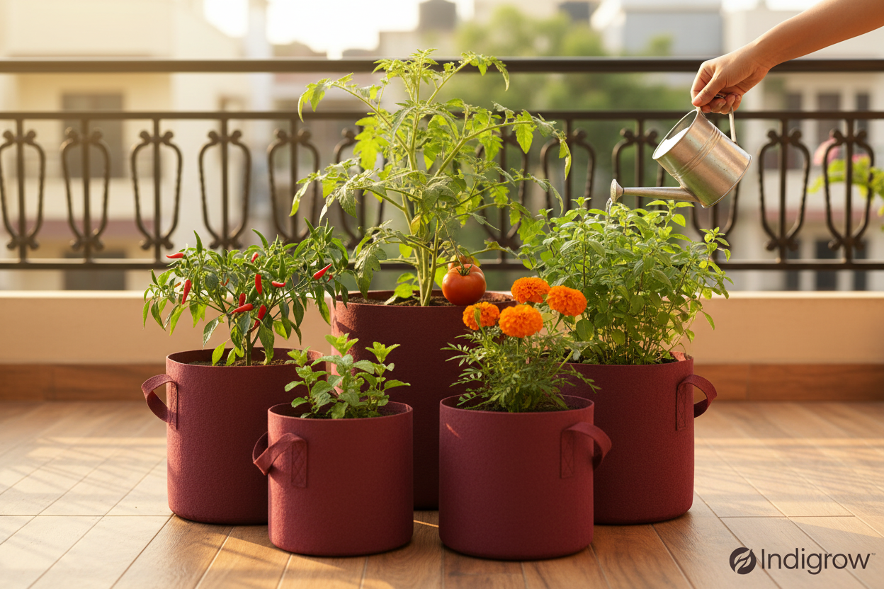 Indigrow Superior Geo Fabric Grow Bag 24X24 Inch | 400 GSM Heavy Duty | UV Protected | Large Fabric Pot without Handles | For Fruit Trees, Banana, Papaya & Kitchen Garden