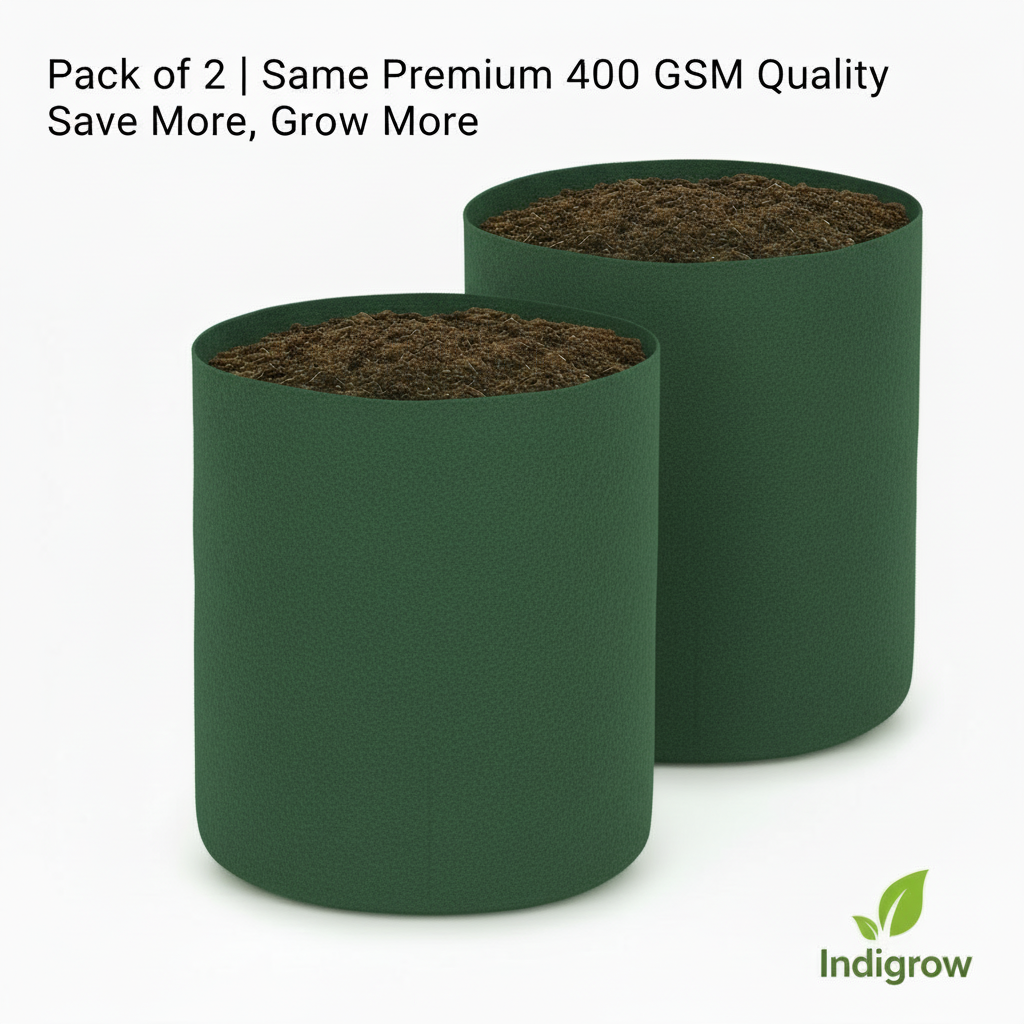 Indigrow Superior Geo Fabric Grow Bag 24X24 Inch | 400 GSM Heavy Duty | UV Protected | Large Fabric Pot without Handles | For Fruit Trees, Banana, Papaya & Kitchen Garden