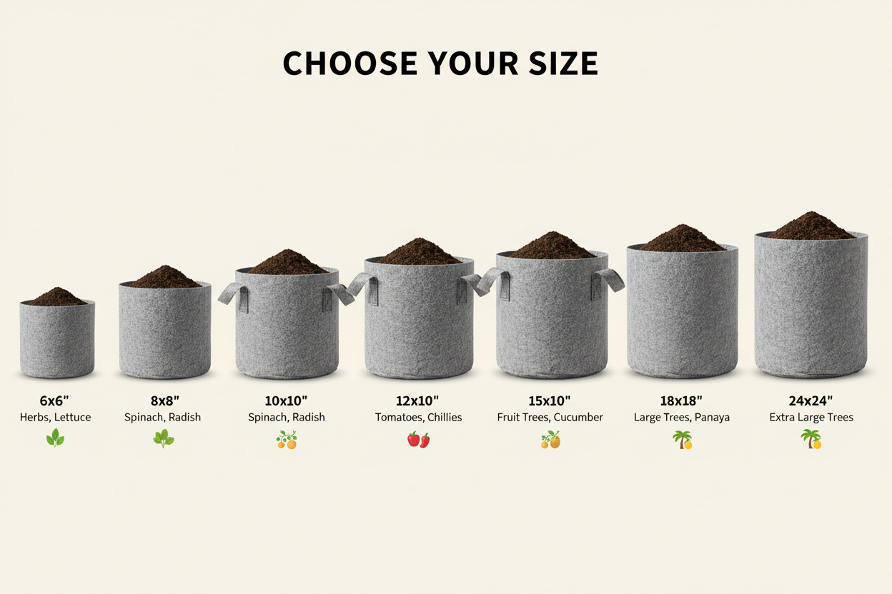 Indigrow Superior Geo Fabric Grow Bag 24X24 Inch | 400 GSM Heavy Duty | UV Protected | Large Fabric Pot without Handles | For Fruit Trees, Banana, Papaya & Kitchen Garden