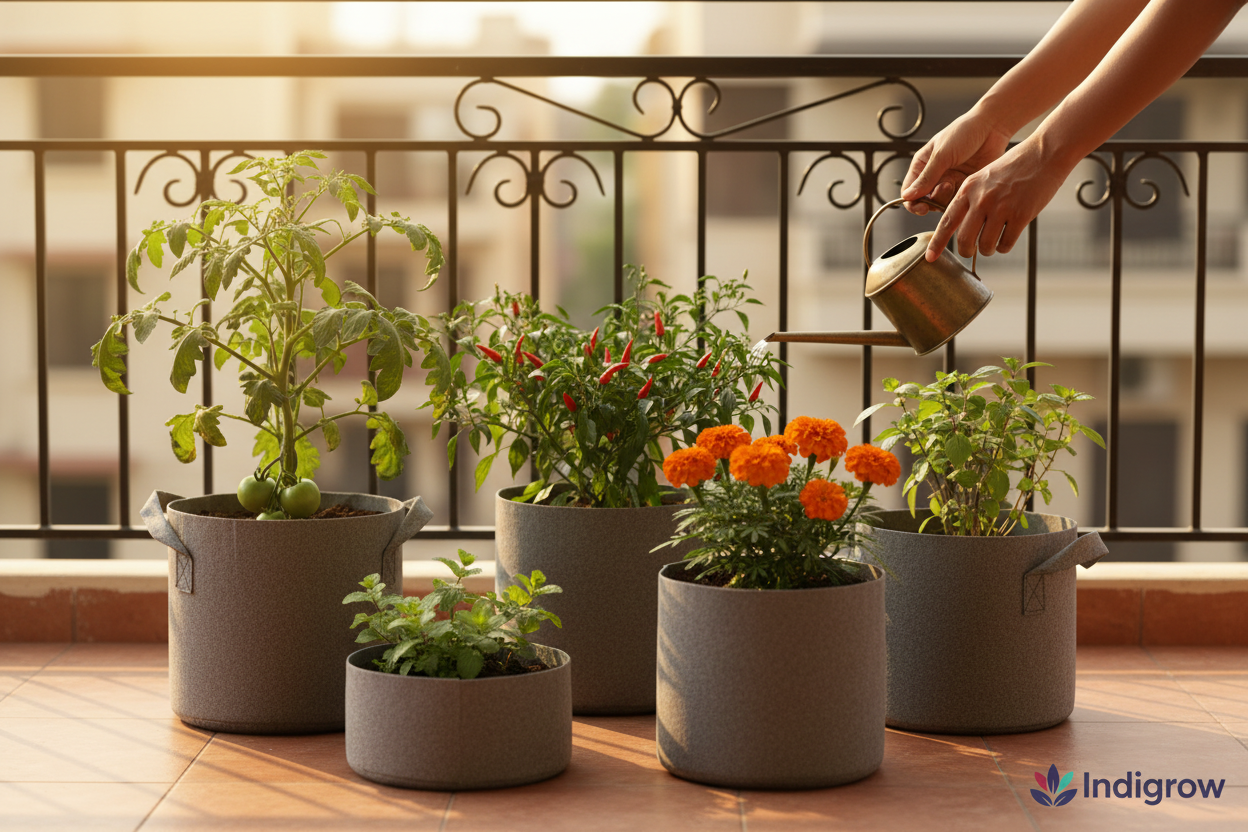 Indigrow Superior Geo Fabric Grow Bag 24X24 Inch | 400 GSM Heavy Duty | UV Protected | Large Fabric Pot without Handles | For Fruit Trees, Banana, Papaya & Kitchen Garden